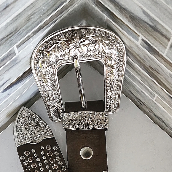 Vintage Rhinestone Studded Buckle Belt - Picture 11 of 14